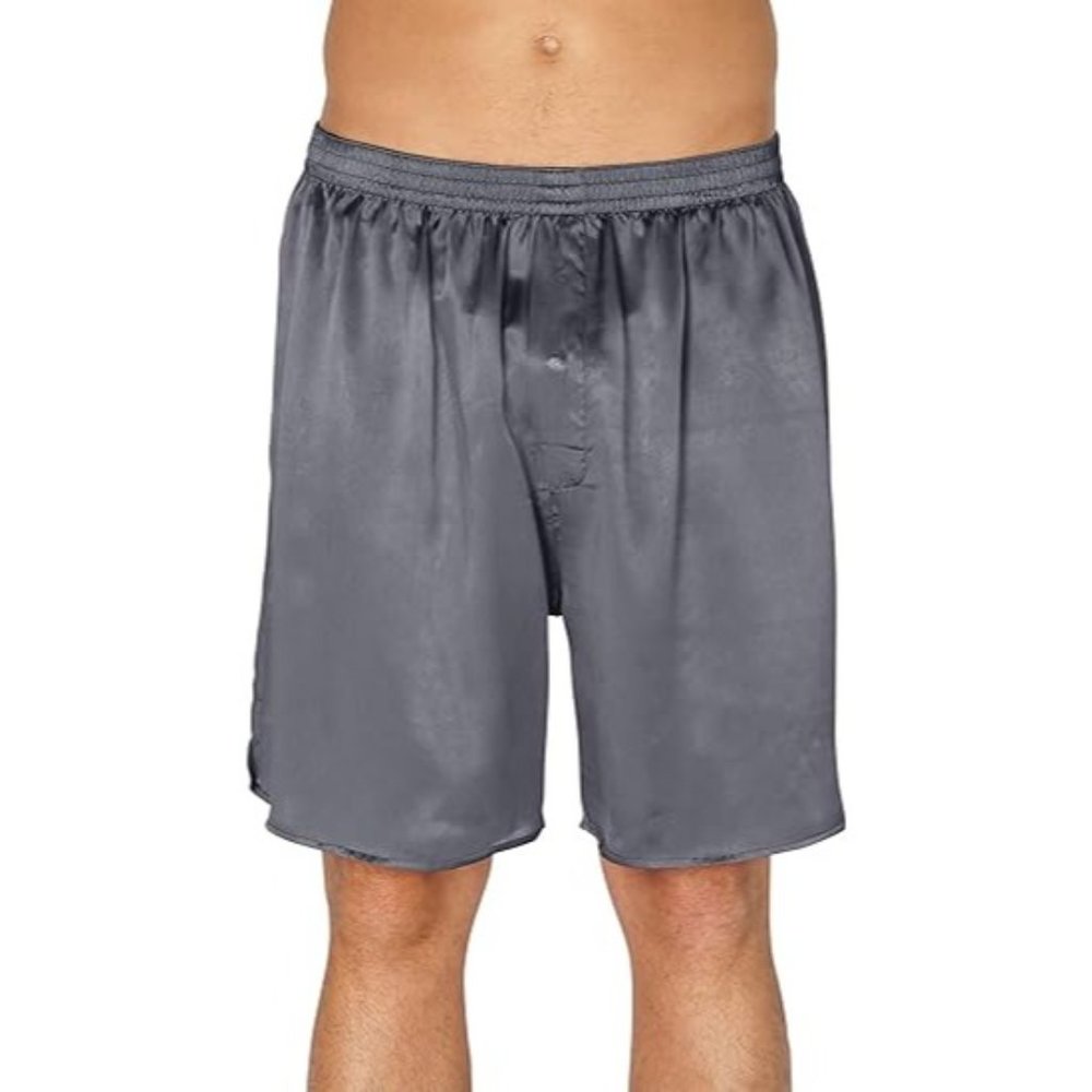 INTIMO Mens Big and Tall Classic Silk Boxer, Graphite, 1X